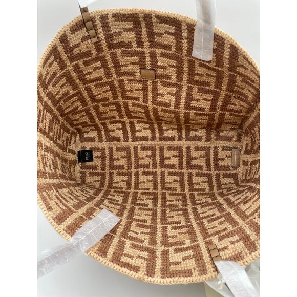 NEW FENDI LARGE RAFFIA CROCHET SUMMER FF LOGO TOTE BAG NWT AUTHENTIC! - Picture 9 of 14